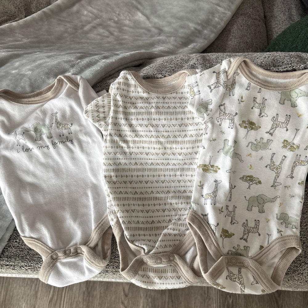 Charming Safari Print Baby Bodysuits - Set of 3